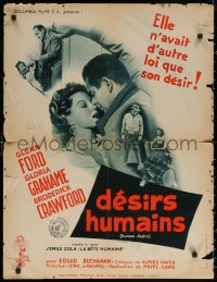 6s0535 HUMAN DESIRE French 24x31 1955 Gloria Grahame born to be bad, kissed & make trouble, Lang!