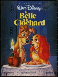 6s0538 LADY & THE TRAMP French 23x31 R1980s Walt Disney, most romantic image from canine dog classic!