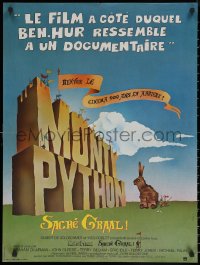 6s0543 MONTY PYTHON & THE HOLY GRAIL French 23x31 1975 Terry Gilliam, John Cleese, Trojan bunny!
