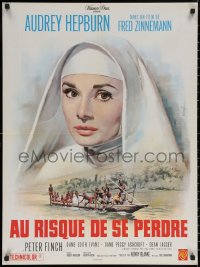 6s0545 NUN'S STORY French 24x32 R1960s great Mascii art of religious missionary Audrey Hepburn!