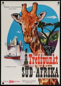 6s0464 SOUTH AFRICAN ENCOUNTER German 1960s cool different art of giraffe & African landmarks!