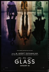 6s1036 GLASS teaser DS 1sh 2019 M. Night Shyamalan, reflections of Samuel Jackson, Willis, McAvoy!
