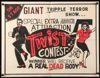 6s0389 TWIST CONTEST 22x28 spook show poster 1960s winner will receive a REAL dead body, ultra rare!