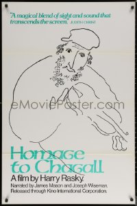 6s1059 HOMAGE TO CHAGALL 1sh 1977 Harry Rasky documentary about painter Marc Chagall!