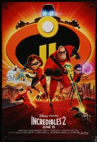 6s1075 INCREDIBLES 2 advance DS 1sh 2018 Disney/Pixar, Nelson, Hunter, wacky, montage of cast!