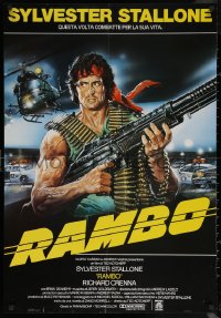 6s0493 FIRST BLOOD Italian 1sh 1982 artwork of Sylvester Stallone as John Rambo by Renato Casaro!