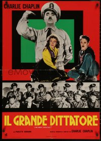 6s0500 GREAT DICTATOR Italian 26x36 pbusta R1970s Charlie Chaplin as Hynkel, different!
