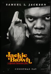 6s1087 JACKIE BROWN teaser 1sh 1997 Quentin Tarantino, cool image of Samuel L. Jackson with gun!