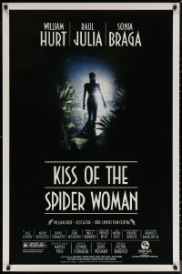 6s1107 KISS OF THE SPIDER WOMAN 1sh 1985 cool artwork of sexy Sonia Braga in spiderweb dress!