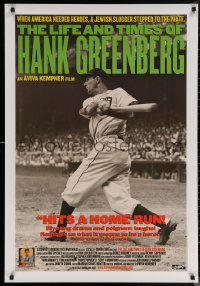 6s1118 LIFE & TIMES OF HANK GREENBERG 1sh 1999 Jewish baseball star, great image!