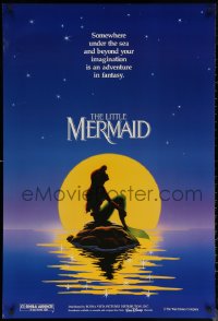 6s1121 LITTLE MERMAID teaser DS 1sh 1989 Disney, great art of Ariel in moonlight by Morrison/Patton!