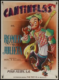 6s0418 ROMEO Y JULIETA Mexican poster 1943 Bernard art of Cantinflas as the romantic lead, rare!