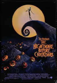 6s1160 NIGHTMARE BEFORE CHRISTMAS DS 1sh 1993 Tim Burton, Disney, great Halloween horror image!