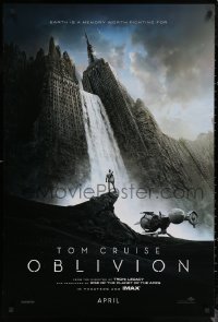 6s1161 OBLIVION teaser DS 1sh 2013 Morgan Freeman, image of Tom Cruise & waterfall in city!