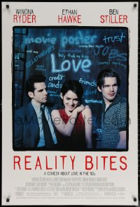 6s1193 REALITY BITES DS 1sh 1994 Winona Ryder, Ben Stiller, Ethan Hawke, comedy about love in the '90s!