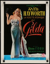 6s0050 GILDA 15x20 REPRO poster 1990s sexy smoking Rita Hayworth full-length in sheath dress