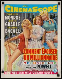 6s0051 HOW TO MARRY A MILLIONAIRE 15x20 REPRO poster 1990s Marilyn Monroe, Grable & Bacall!