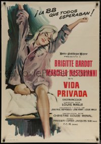 6s0595 VERY PRIVATE AFFAIR Spanish 1963 Malle's Vie Privee, different art of sexy Brigitte Bardot!
