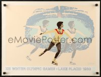 6s0285 1980 WINTER OLYMPICS 19x25 special poster 1980 Lake Placid, art of ice skater by Wheeler!