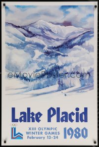 6s0286 1980 WINTER OLYMPICS 24x36 special poster 1980 Gallucci art of mountains, February 13-24!