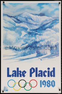6s0288 1980 WINTER OLYMPICS 24x37 special poster 1980 great John Gallucci art of mountains!