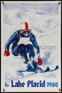 6s0287 1980 WINTER OLYMPICS 24x36 special poster 1980 great John Gallucci sports art of skier!