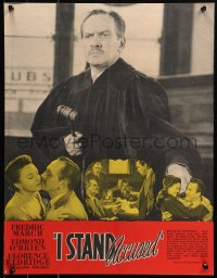 6s0289 ACT OF MURDER int'l 17x22 special poster 1948 O'Brien, Fredric March, I Stand Accused!