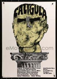 6s0221 CALIGULA 20x28 Swiss stage poster 1970 Albert Camus, his head on a Roman column!