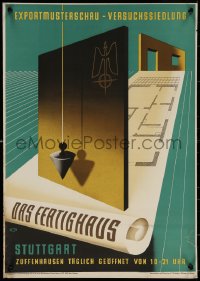 6s0319 DAS FERTIGHAUS 17x23 German special poster 1947 cool artwork of prefab housing blueprint!