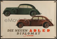 6s0179 DIE NEUEN ADLER DIPLOMAT 25x37 German advertising poster 1930s new 3 liter Adler Diplomat!