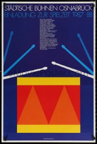 6s0224 EINLADUNG ZUR SPIELZEIT 1987-88 22x33 German stage poster 1987 art of a drum by Per Arnoldi!