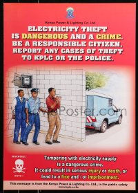 6s0323 ELECTRICITY THEFT IS DANGEROUS & A CRIME 17x24 Kenyan special poster 2000s led away in cuffs!