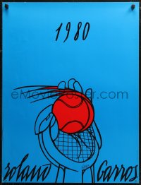 6s0183 FRENCH OPEN 23x30 French poster 1980 great red and blue tennis art by Adami!