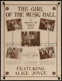 6s0333 GIRL OF THE MUSIC HALL 19x25 special poster 1915 Alice Joyce is torn bewtween lovers, rare!