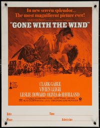 6s0335 GONE WITH THE WIND 17x22 special poster R1974 Clark Gable, Leigh, de Havilland by Terpning!