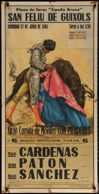 6s0336 GRAN CORRIDA DE NOVILLOS CON PICADORES 21x42 Spanish special poster 1965 Reus, matador, bull!
