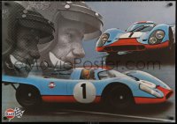 6s0188 GULF PORSCHE 917 2-sided 24x34 Swiss advertising poster 1970s Jo Siffert & schematic of racer!