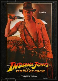 6s0345 INDIANA JONES & THE TEMPLE OF DOOM 17x24 special poster 1984 Ford with machete, trust him!