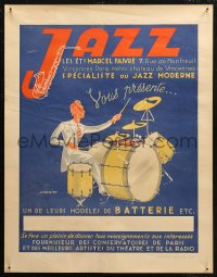 6s0172 JAZZ LES ETS MARCEL FAIVRE 17x21 French advertising poster 1950s drummer by J. Rassiat!