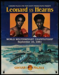 6s0348 LEONARD VS HEARNS 22x28 special poster 1981 boxers over Caesars Palace!