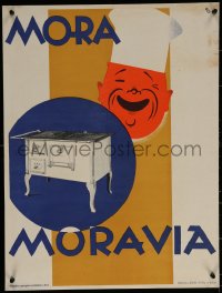 6s0189 MORA MORAVIA 18x24 Czech advertising poster 1930s great KG art of chef smiling over oven!
