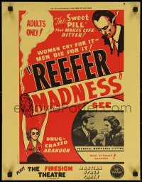 6s0375 REEFER MADNESS 17x22 special poster R1972 marijuana is the sweet pill that makes life bitter!