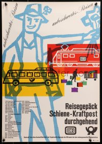 6s0376 REISEGEPACK SCHIENE-KRAFTPOST DURCHGEHEND 17x23 German special poster 1964 Federal Railway!