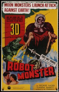 6s0014 ROBOT MONSTER tv poster R1981 3-D, the worst movie ever, great wacky art!