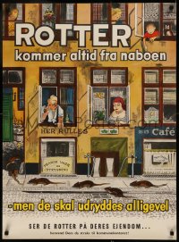 6s0378 ROTTER KOMMER ALTID FRA NABOEN 24x33 Danish special poster 1960s Rasmussen art!