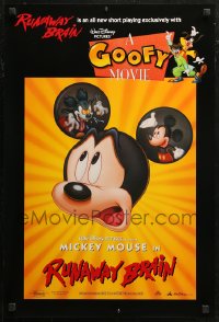 6s0380 RUNAWAY BRAIN 18x27 special poster 1995 Disney, great huge Mickey Mouse Jekyll & Hyde cartoon image!