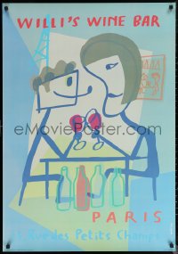 6s0148 WILLI'S WINE BAR 28x39 French art print 1999 cool alcohol artwork of bottles by Javier Mariscal!