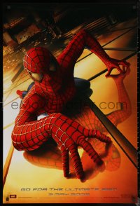 6s1223 SPIDER-MAN teaser 1sh 2002 Tobey Maguire climbing building, Sam Raimi, Marvel Comics!