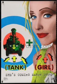 6s1245 TANK GIRL teaser 1sh 1995 Lori Petty, based on the comic strip, cool blacklight design!