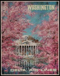 6s0151 DELTA AIR LINES WASHINGTON 22x28 travel poster 1970s Jack Laycox art of Jefferson Memorial!